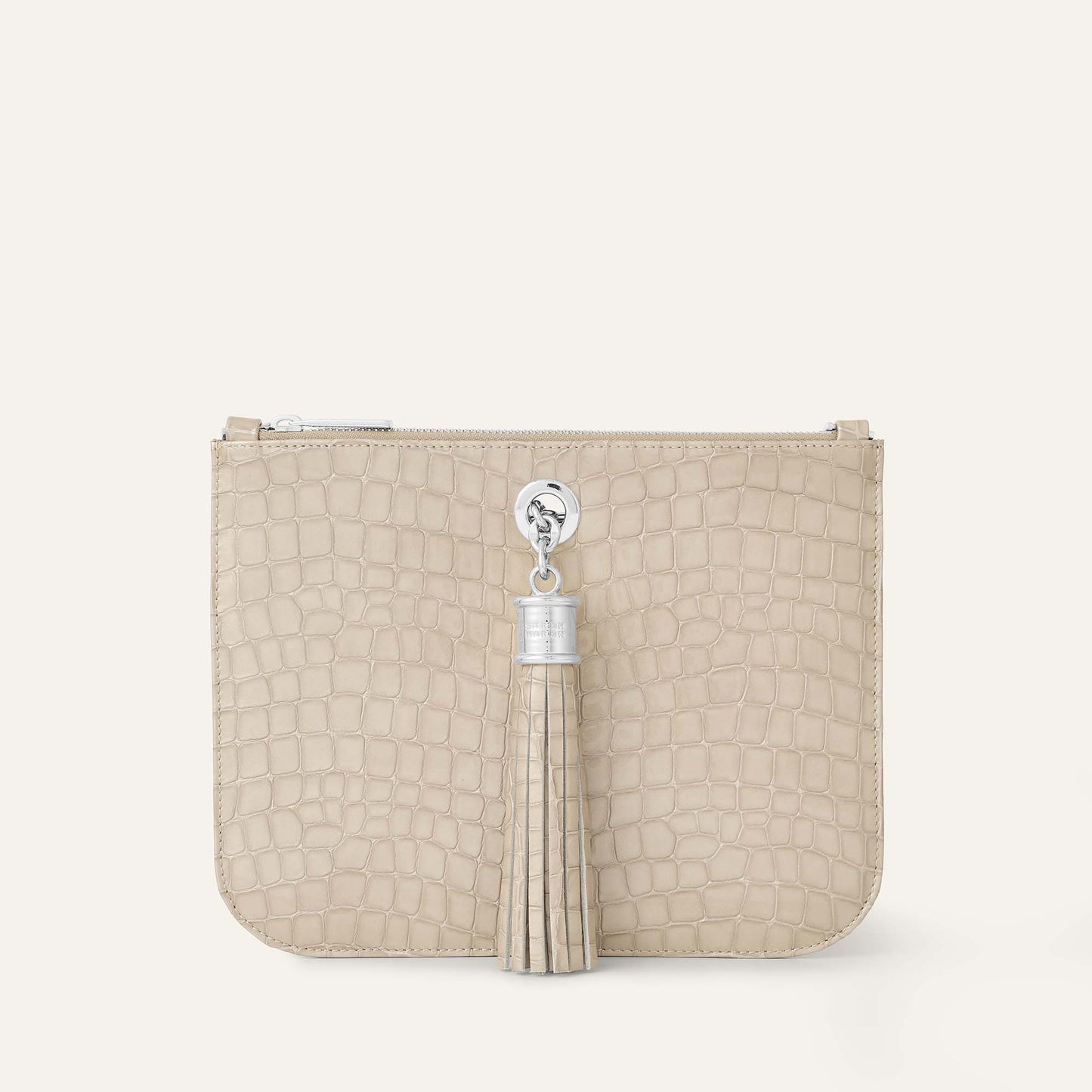Dahlia Tote | Mocha Patent Croc with Silver hardware