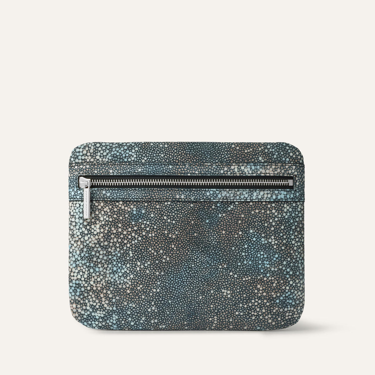 Multi Shagreen Sarah Haran Mia Pouch with Silver hardware Front U45 S
