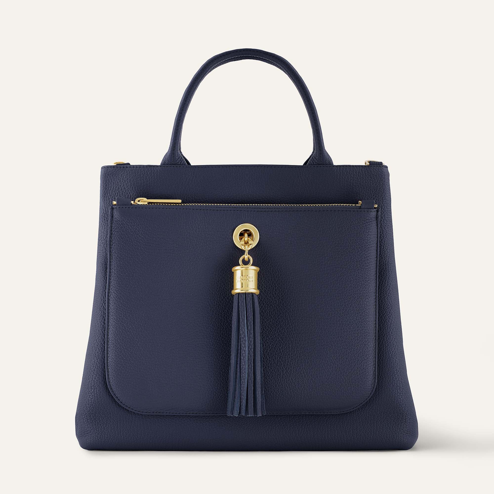 Dahlia Tote | Navy with Gold hardware | Sarah Haran Luxury