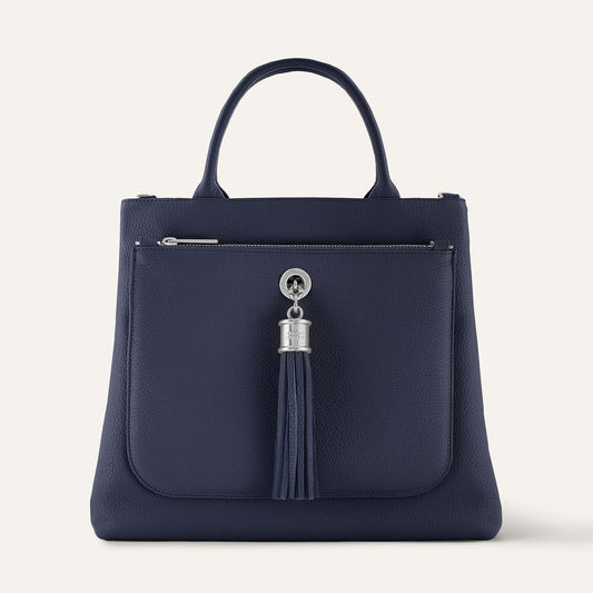Dahlia Tote | Navy with Silver hardware