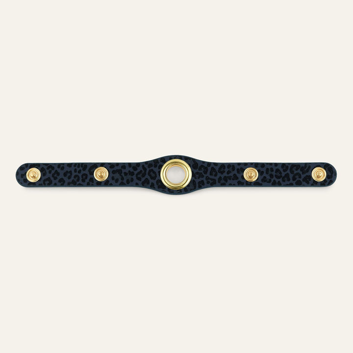 Navy Leopard Sarah Haran Deco Strip Textured Stud with Gold hardware back | U57-G