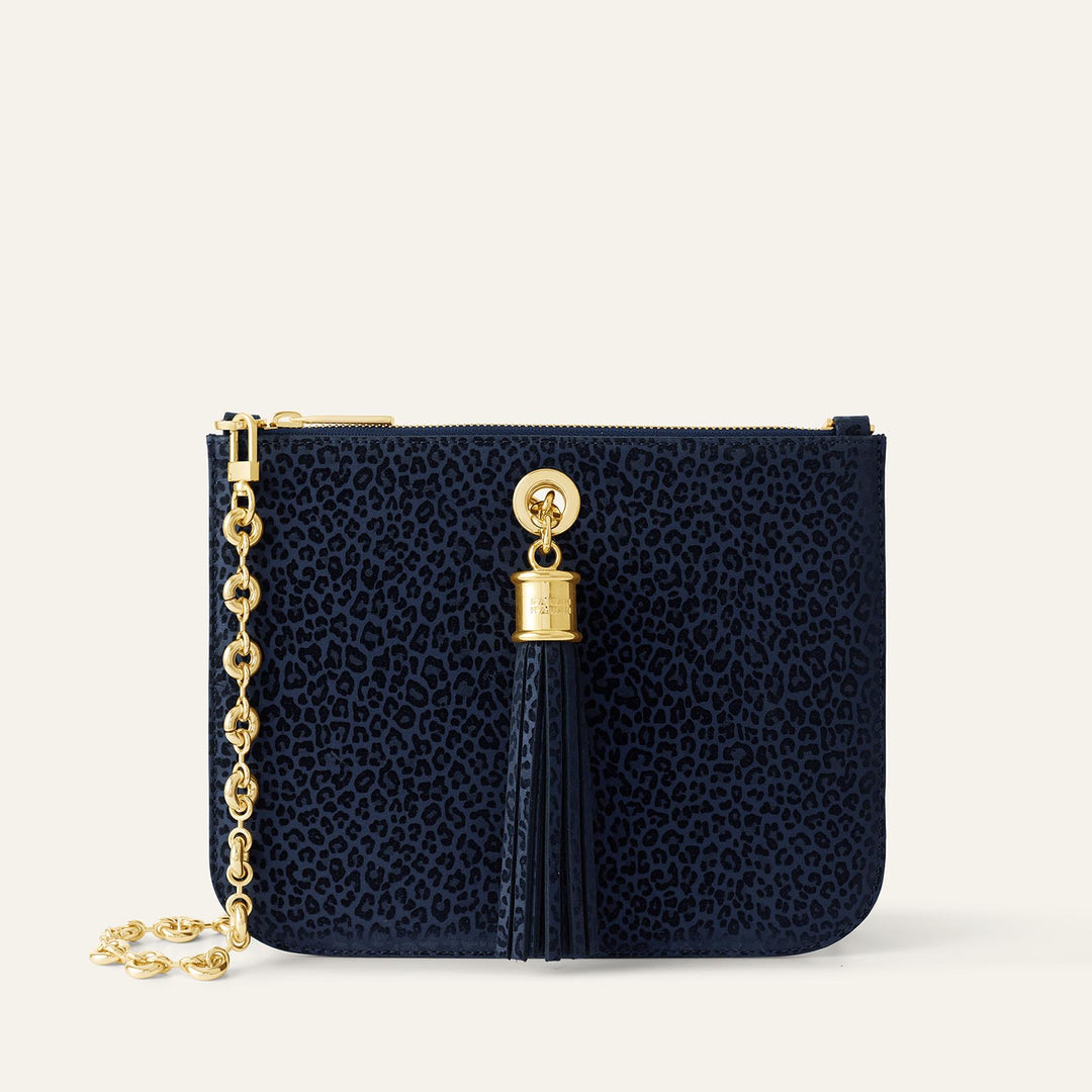 Navy Leopard Sarah Haran Ivy Limited Edition with Gold hardware front | U57-G