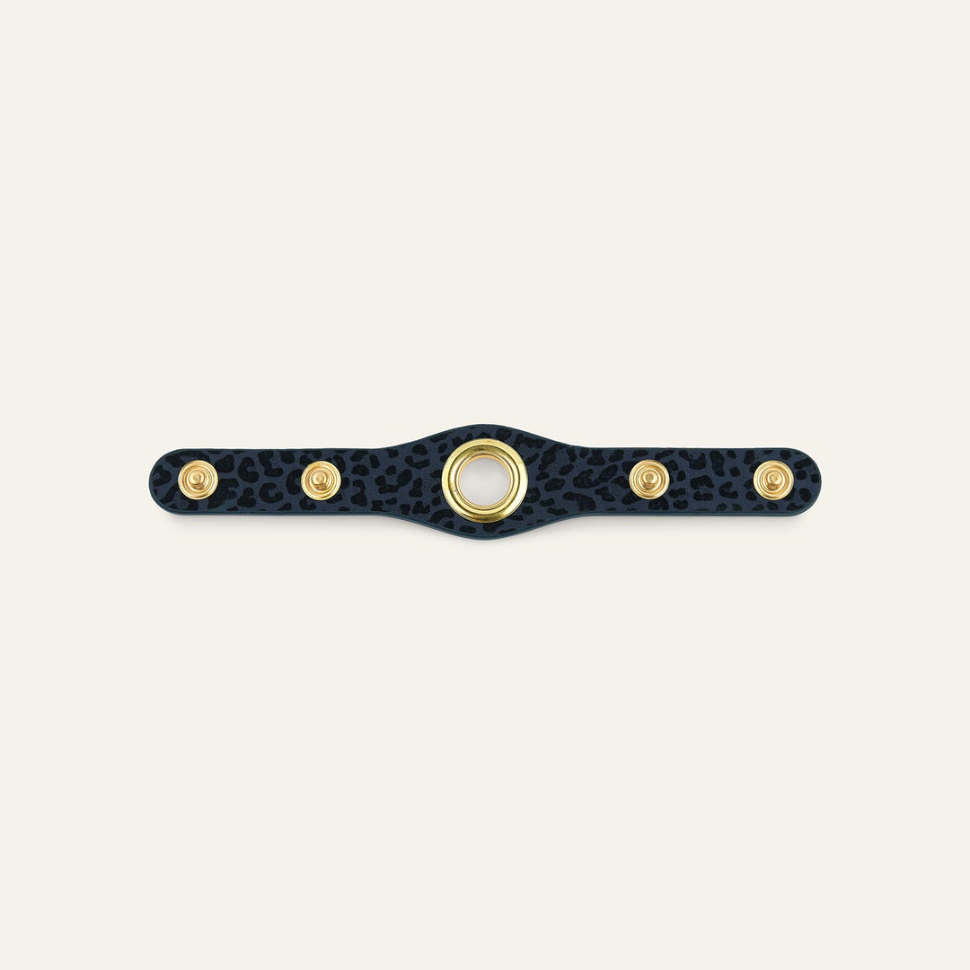 Navy Leopard Sarah Haran Deco Strip Mini Textured Stud with Gold hardware back | U57-G