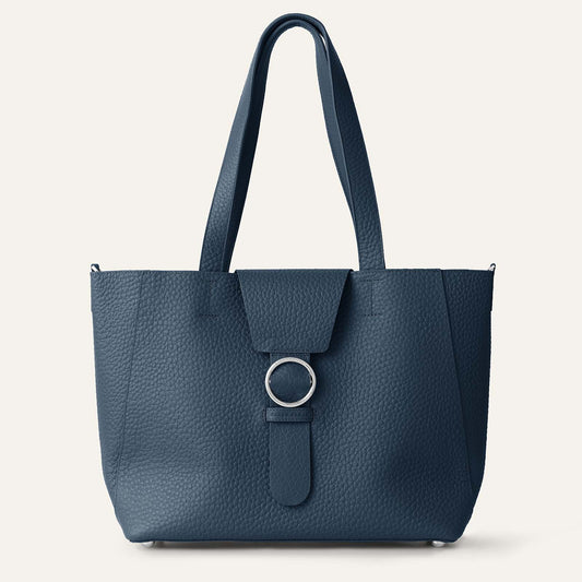 Sarah Tote - Bicouture | Navy Bicouture with Silver hardware