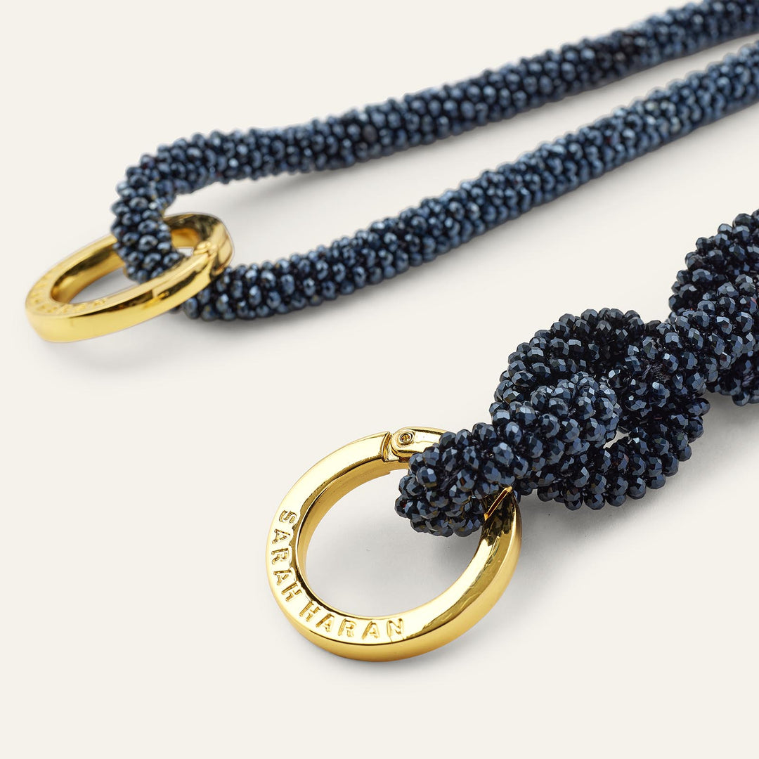 Navy Sparkle Sarah Haran Kings Knot Strap with Gold hardware detail | U50-G