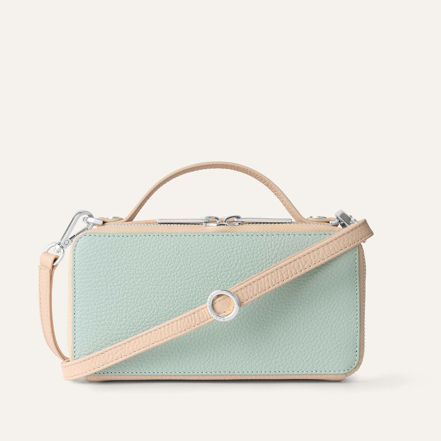 Marie Handbag | Nude & Spearmint with Silver hardware