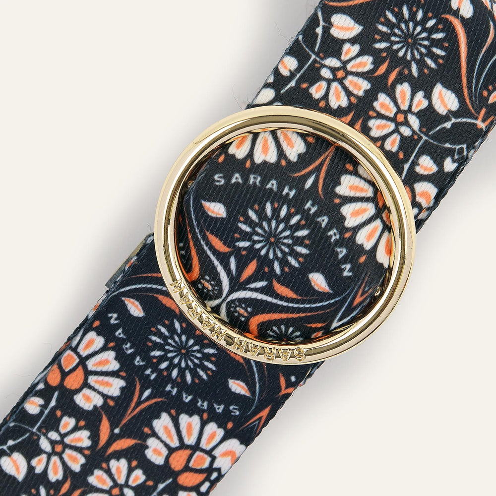 Orange Daisy River Strap with Gold hardware detail| O18-G