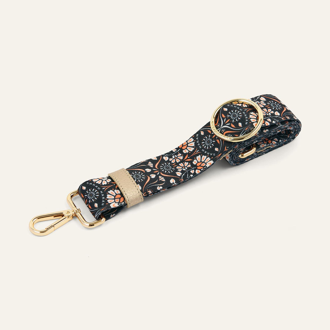 Orange Daisy River Strap with Gold hardware front 1 | O18-G