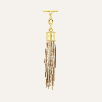 Feather Capsule Tassel Mini | Plaid Gold with Gold hardware