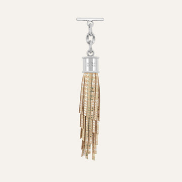 Feather Capsule Tassel Mini | Plaid Gold with Silver hardware