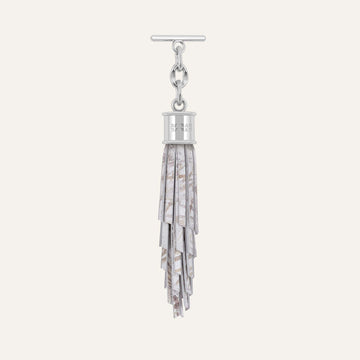 Feather Capsule Tassel Mini | Palms with Silver hardware