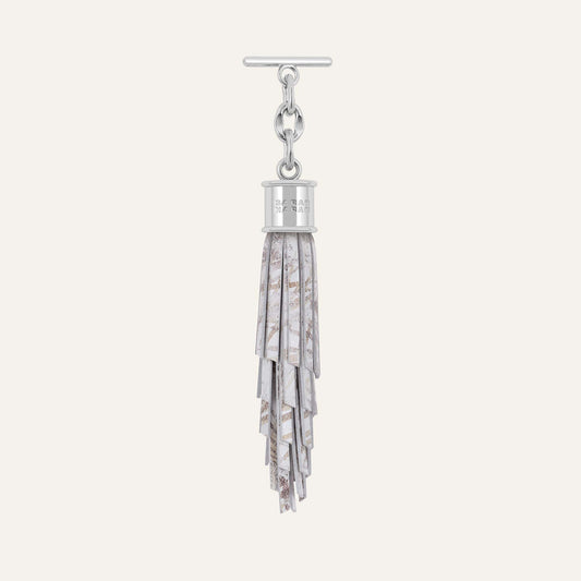 Feather Capsule Tassel Mini | Palms with Silver hardware