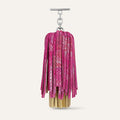Double Pompom Tassel | Paradise Petal Shimmer Metallic Gold with Silver hardware