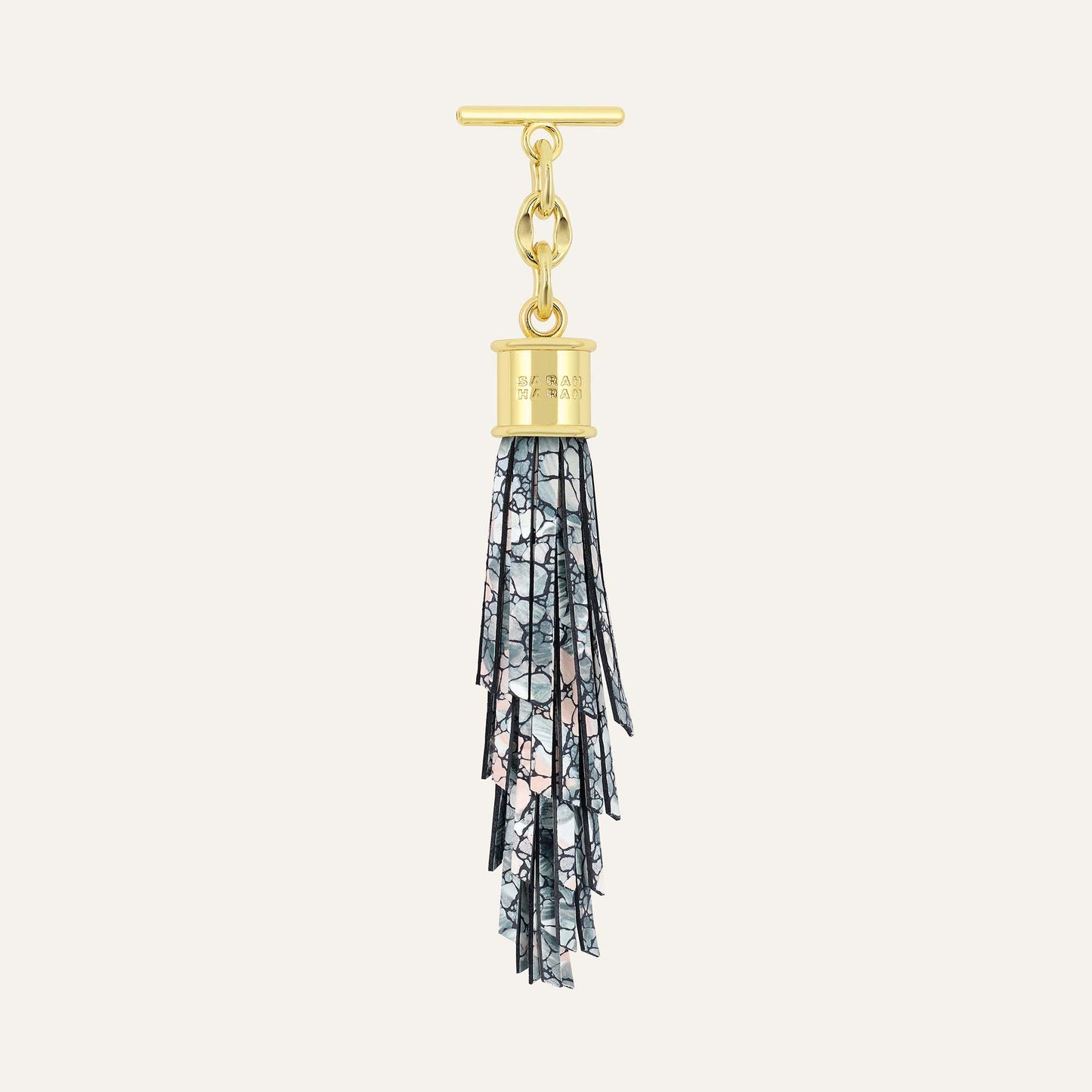 Feather Capsule Tassel Mini | Peach Mosaic with Gold hardware