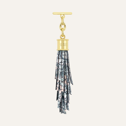 Feather Capsule Tassel Mini | Peach Mosaic with Gold hardware