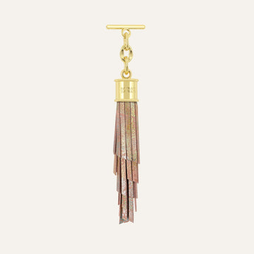 Feather Capsule Tassel Mini | Peach Strokes with Gold hardware