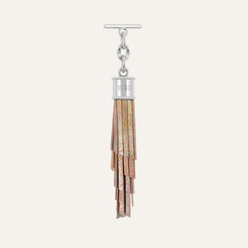 Feather Capsule Tassel Mini | Peach Strokes with Silver hardware