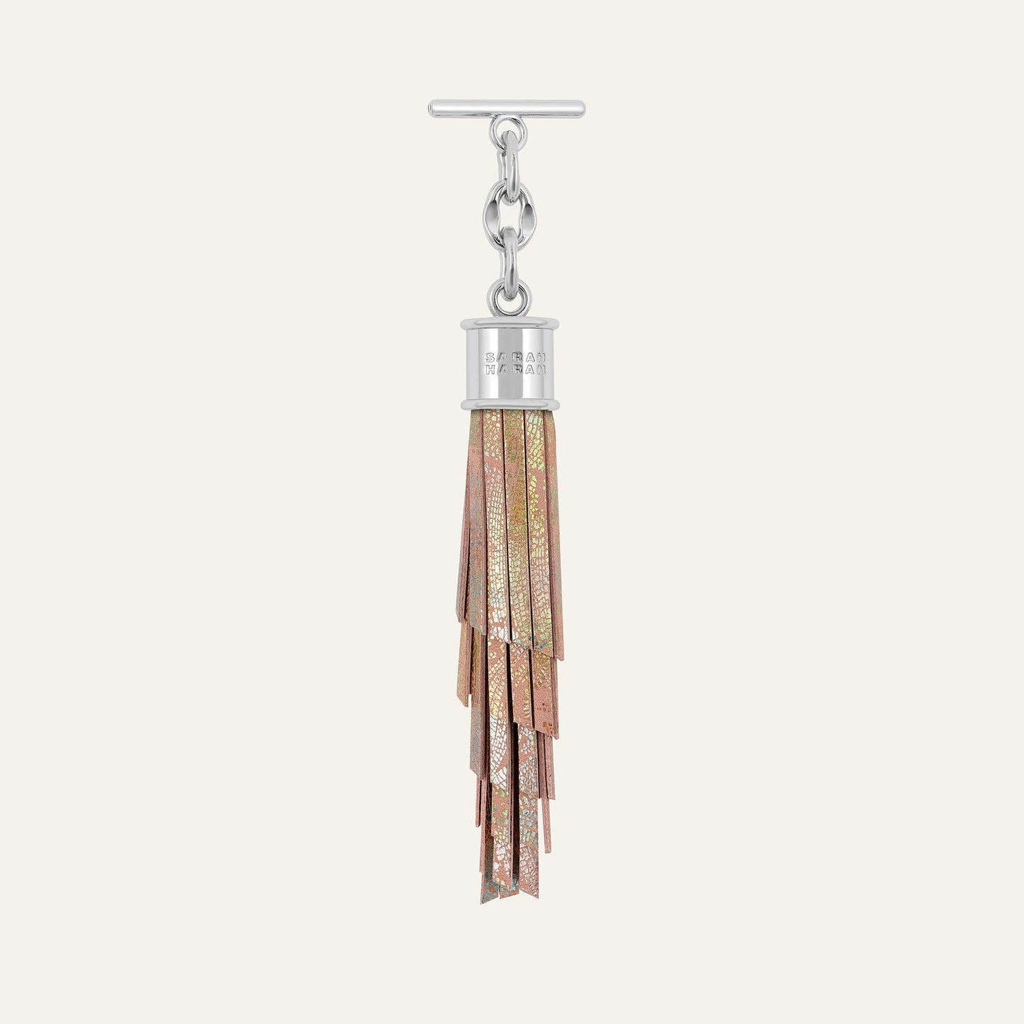 Feather Capsule Tassel Mini | Peach Strokes with Silver hardware