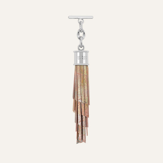 Feather Capsule Tassel Mini | Peach Strokes with Silver hardware
