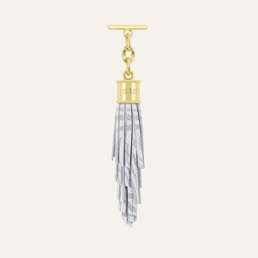 Feather Capsule Tassel Mini | Pearl Waves with Gold hardware