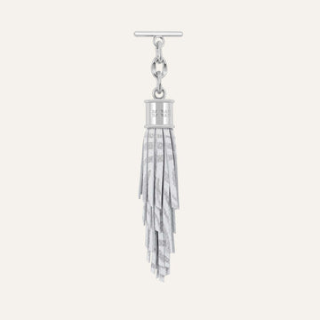 Feather Capsule Tassel Mini | Pearl Waves with Silver hardware