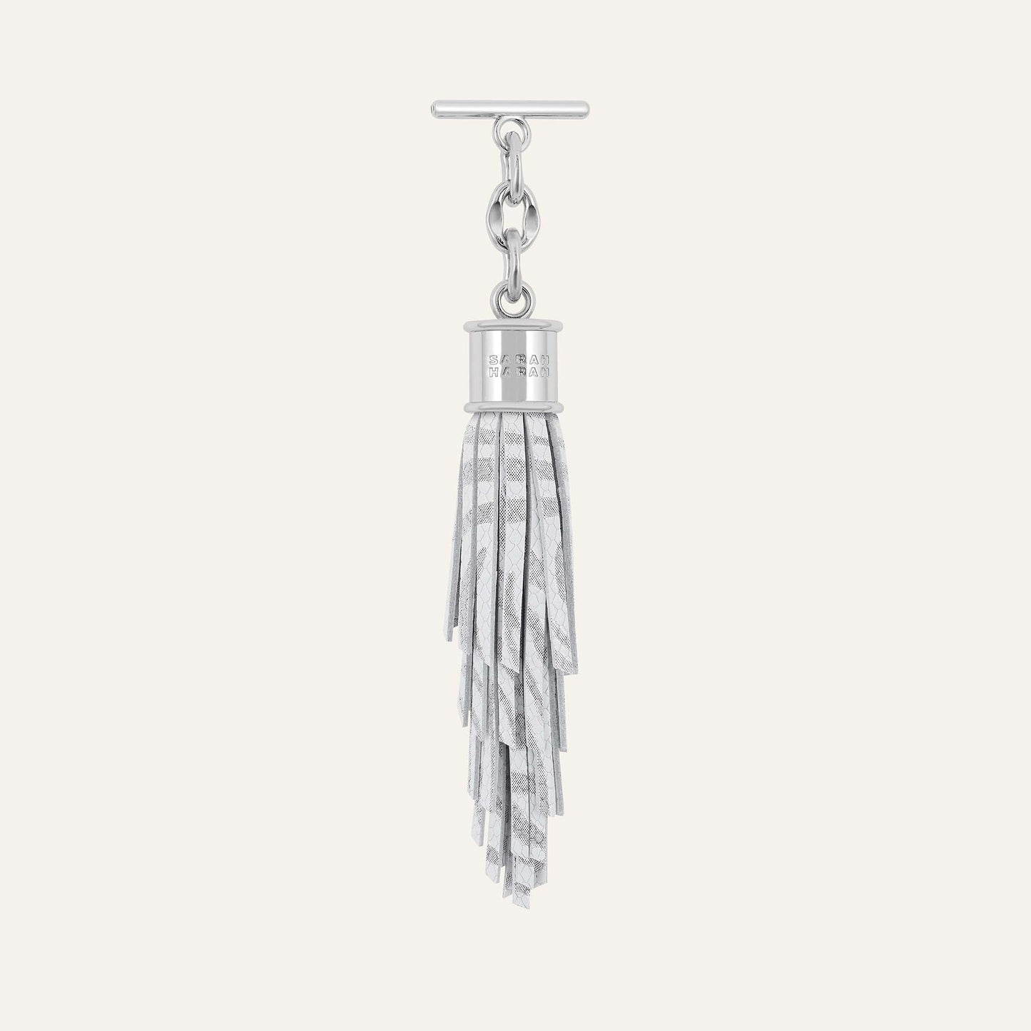 Feather Capsule Tassel Mini | Pearl Waves with Silver hardware