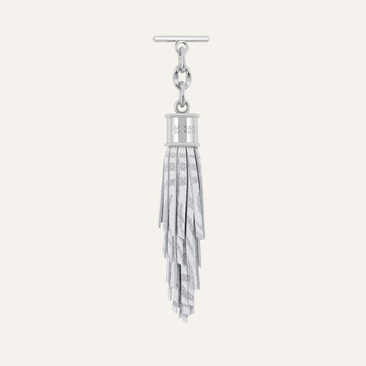 Feather Capsule Tassel Mini | Pearl Waves with Silver hardware