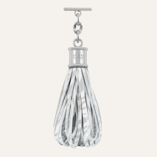 Lantern Tassel | Pearl Waves with Silver hardware