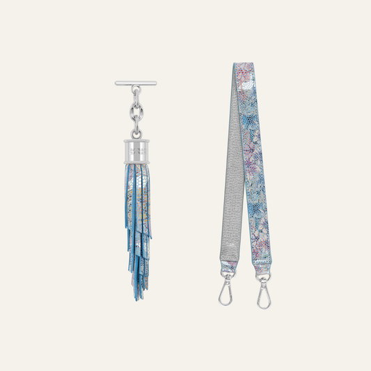 Feather Duo | Petal Mosaic with Silver hardware