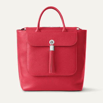 Poppy Backpack | Pillarbox Red with Silver hardware