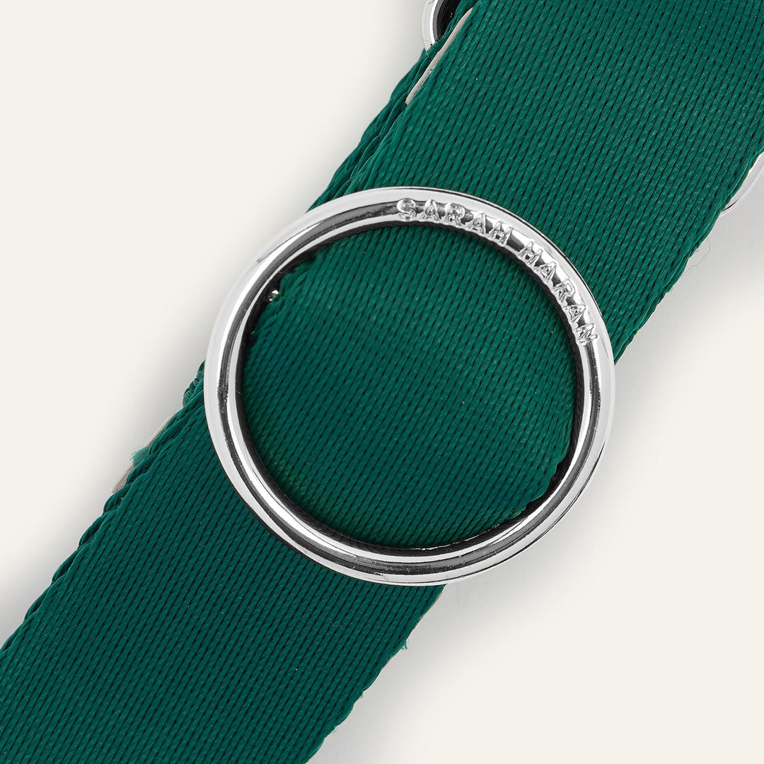 Pine Green River Strap with Silver hardware detail| G01-S