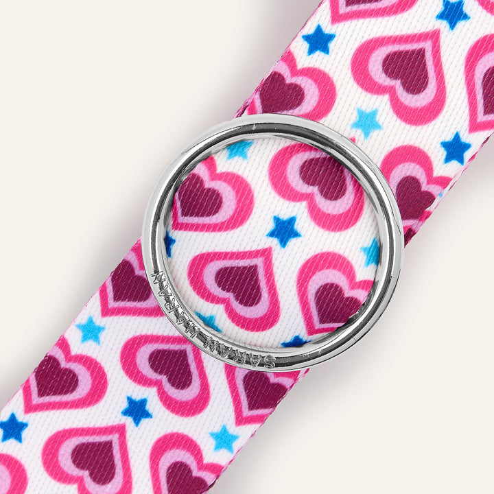 Pink Heart River Strap with Silver hardware detail| P42-S