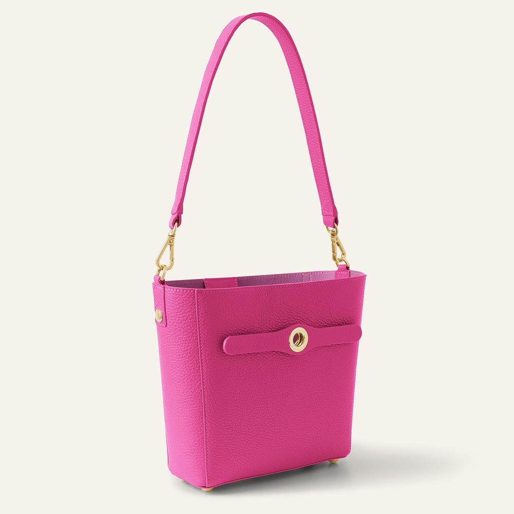 Pink Kiss Sarah Haran Mini S Tote with Gold Hardware side | P74-G