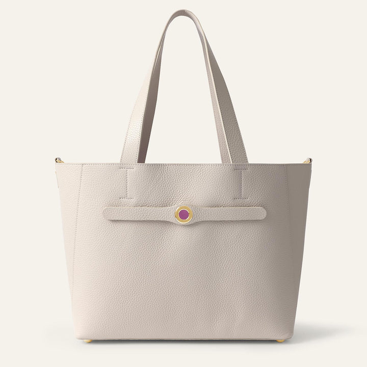 Porcelain Sarah Tote with Gold Hardware front open | C02-G