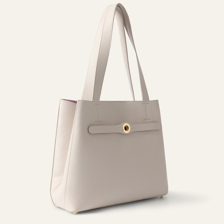 Porcelain Sarah Tote with Gold Hardware side closed | C02-G