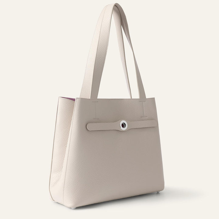 Porcelain Sarah Tote with Silver Hardware side closed | C02-S