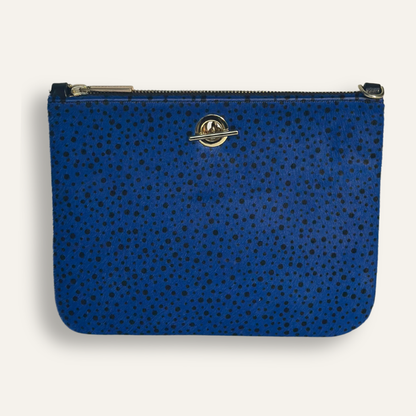 Preloved Ivy Clutch | Blue Spot with Gold hardware