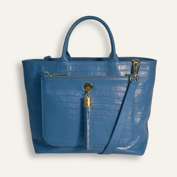 Preloved Dahlia Tote | Admiral Croc with Gold hardware