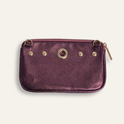 Preloved Millie Pouch | Metallic Purple with Gold hardware
