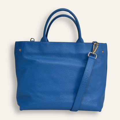 Preloved Dahlia Tote | Bright Blue with Gold hardware