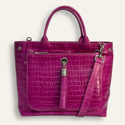 Preloved Dahlia Tote | Magenta with Silver hardware