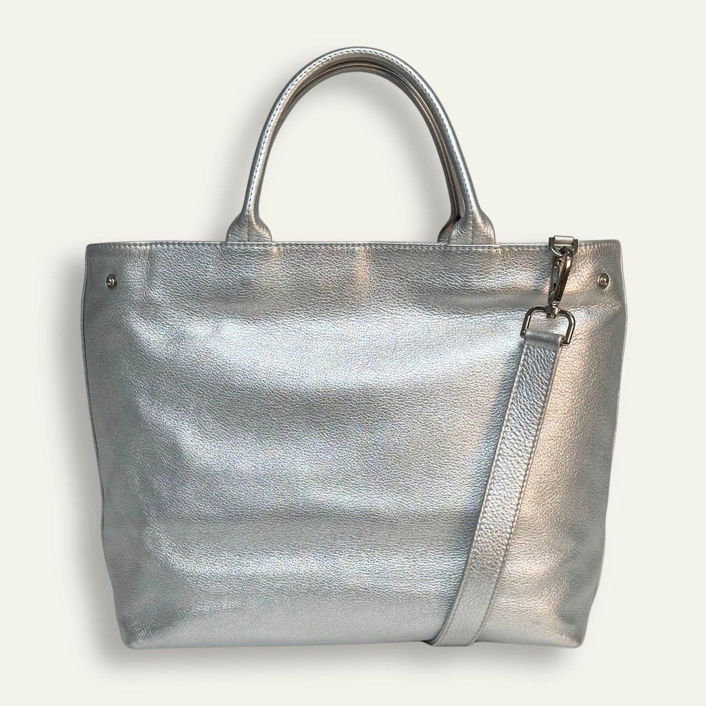 Preloved Dahlia Tote | Metallic Silver with Silver hardware (Old Style)