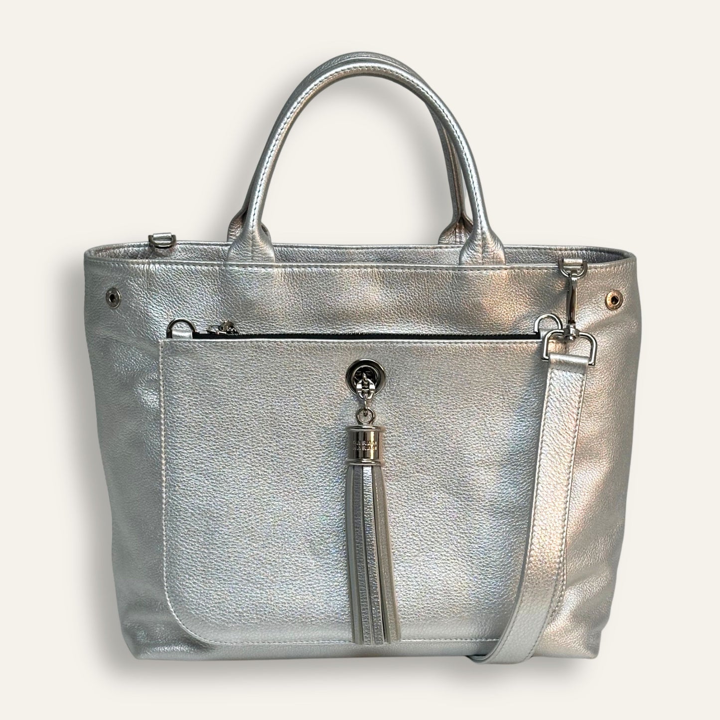 Preloved Dahlia Tote | Metallic Silver with Silver hardware (Old Style)