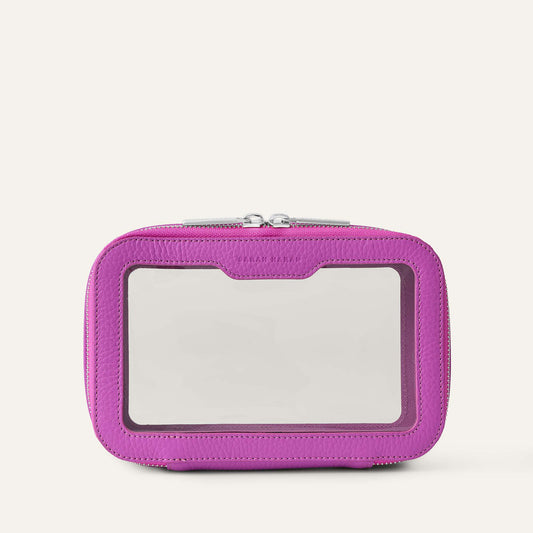 Ava Cosmetics Bag | Purple Rose with Silver hardware