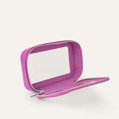 Ava Cosmetics Bag | Purple Rose with Silver hardware