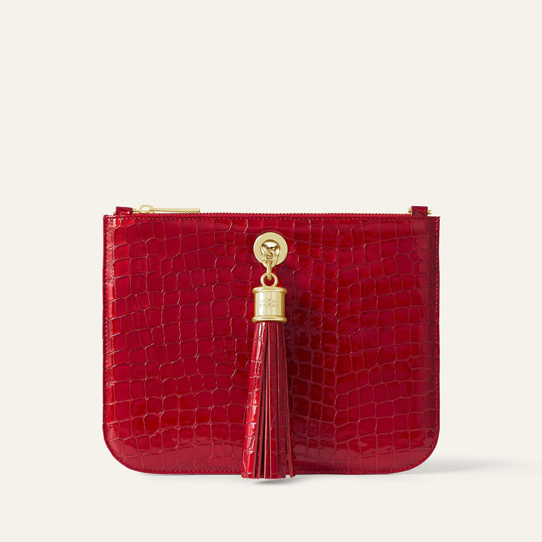 Red Patent Croc Dahlia 2-in-1 Tote - Patent with Gold hardware Ivy| RO20-G