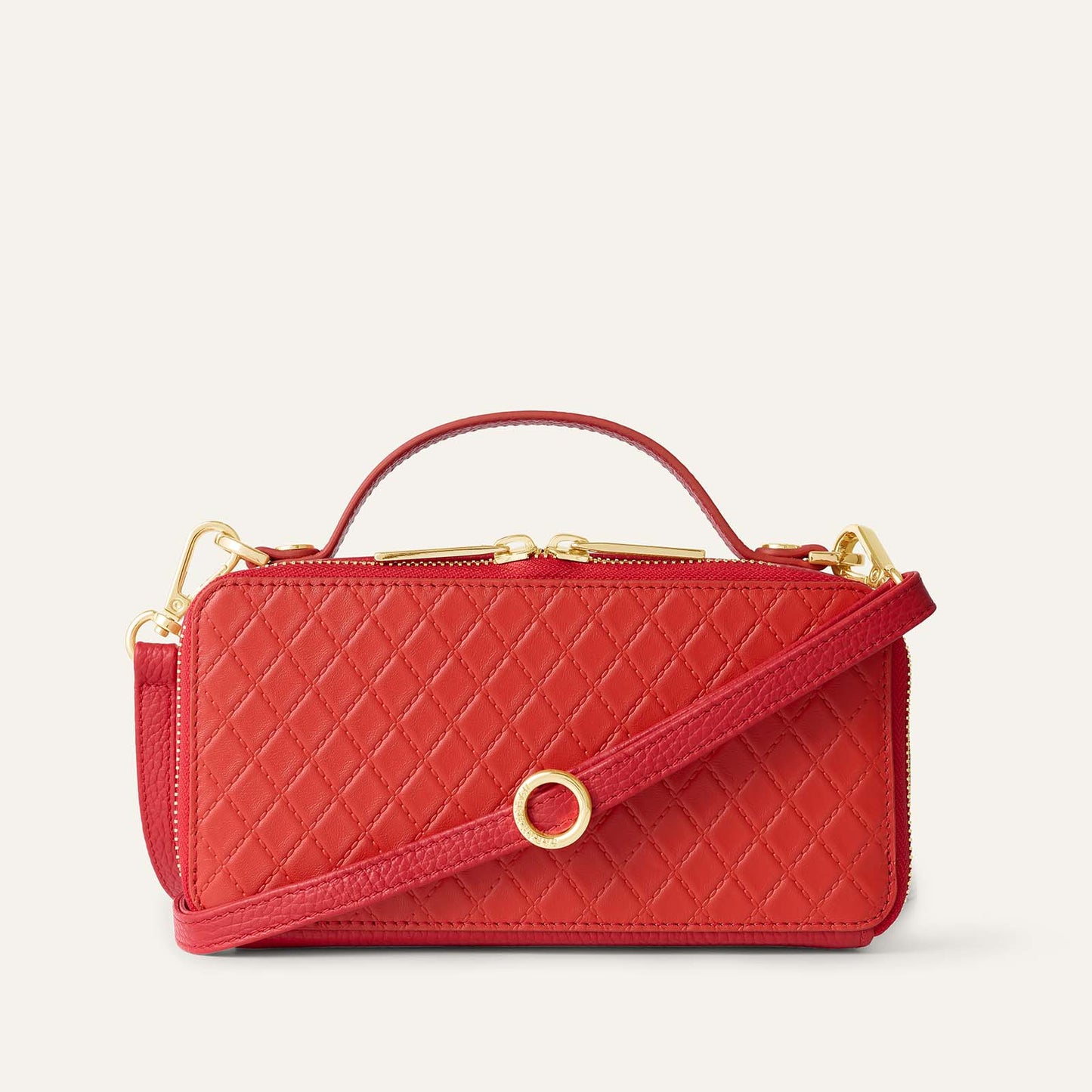 Marie Handbag | Quilted Red with Gold hardware