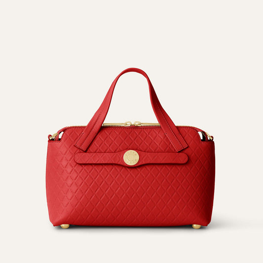 Mini J | Quilted Red with Gold hardware