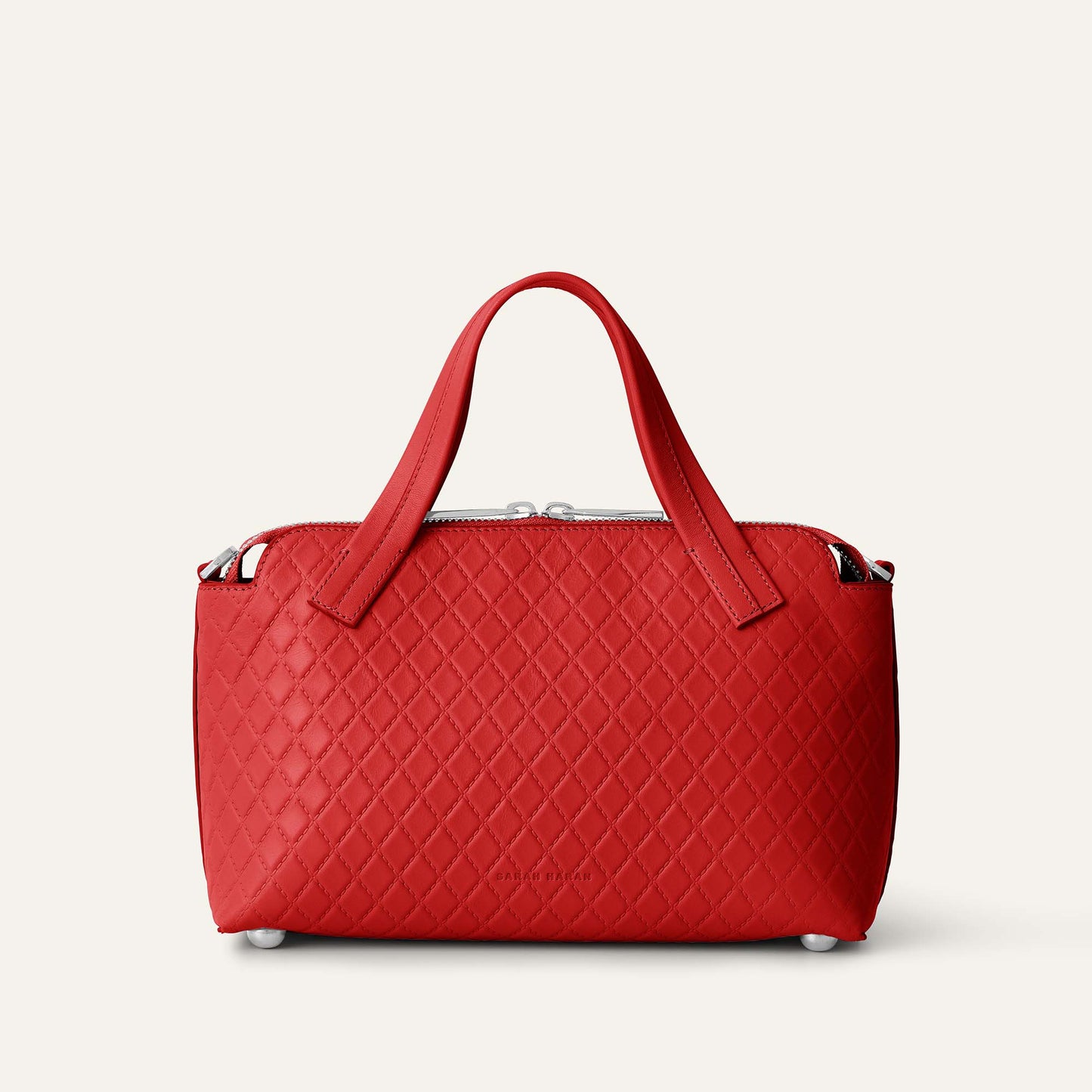 Mini J | Quilted Red with Silver hardware