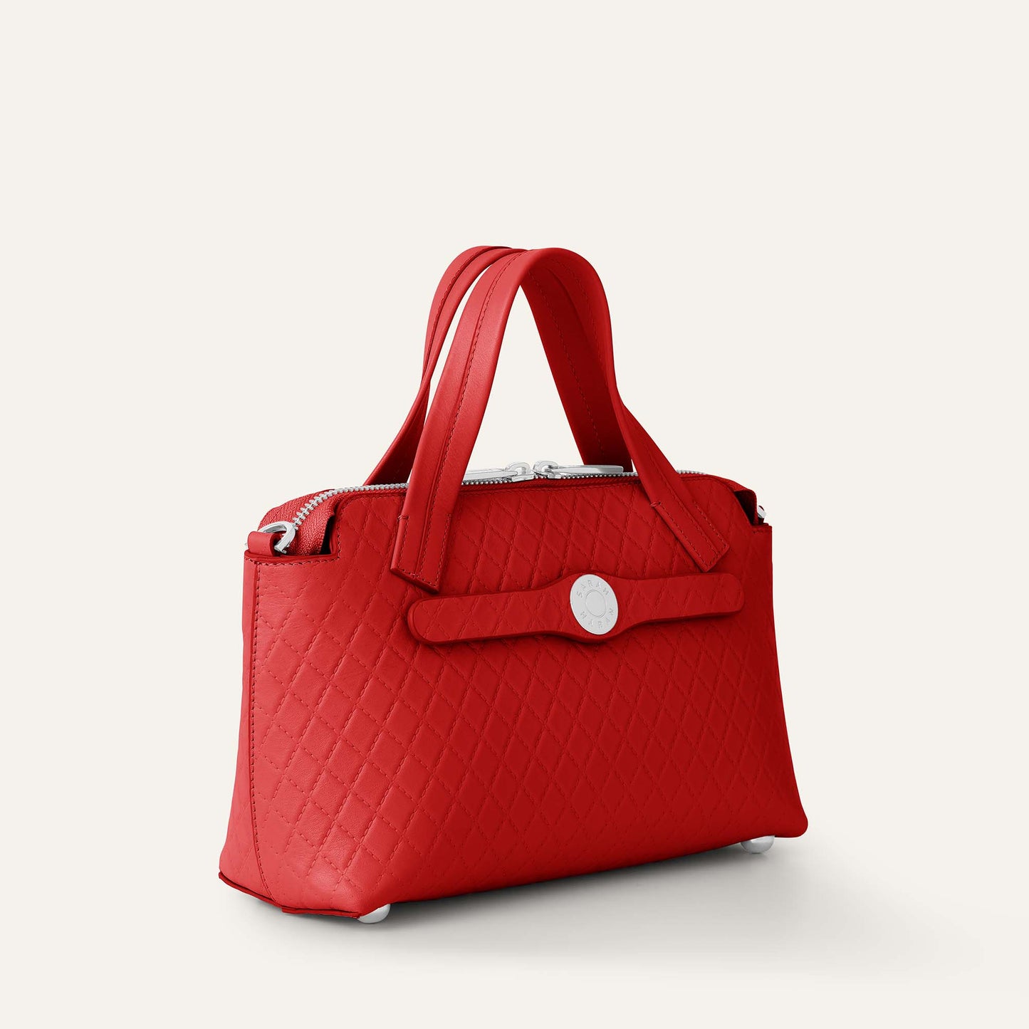 Mini J | Quilted Red with Silver hardware